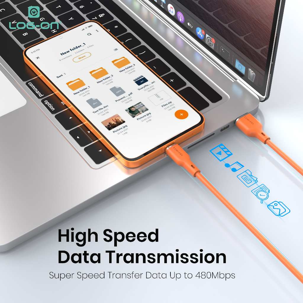 LOG-ON FAST CHARGING CABLE LO-CB92 1.2M FAST CHARGING 3A