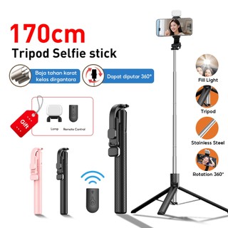 (Gratis Lampu Pengisi) shotgo 170CM Tripod Tinggi Selfie Stick Remote LED Light Remote Bluetooth Selfie Stick 360 Degree Tripod 01