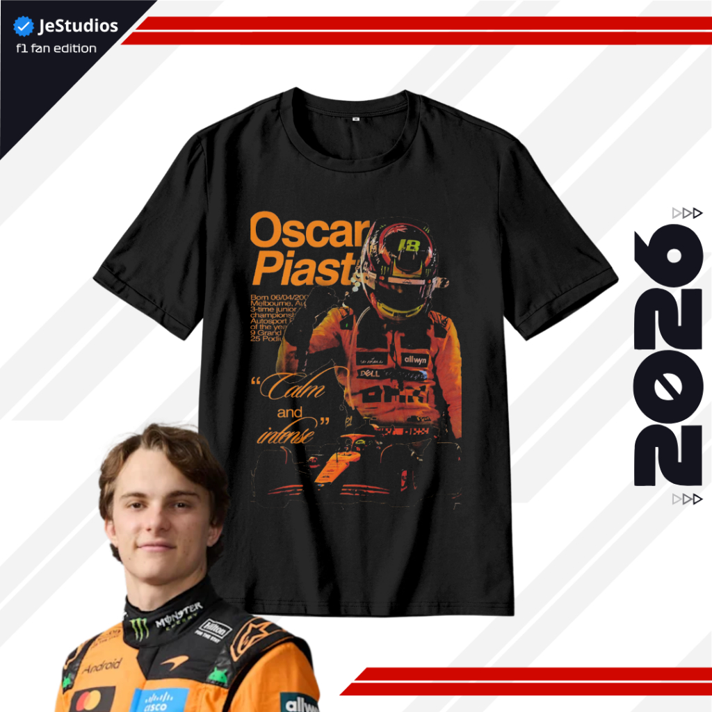 เสื้อยืด F1 Oscar Piestri Calm and Intense Formula 1 เสื้อยืด