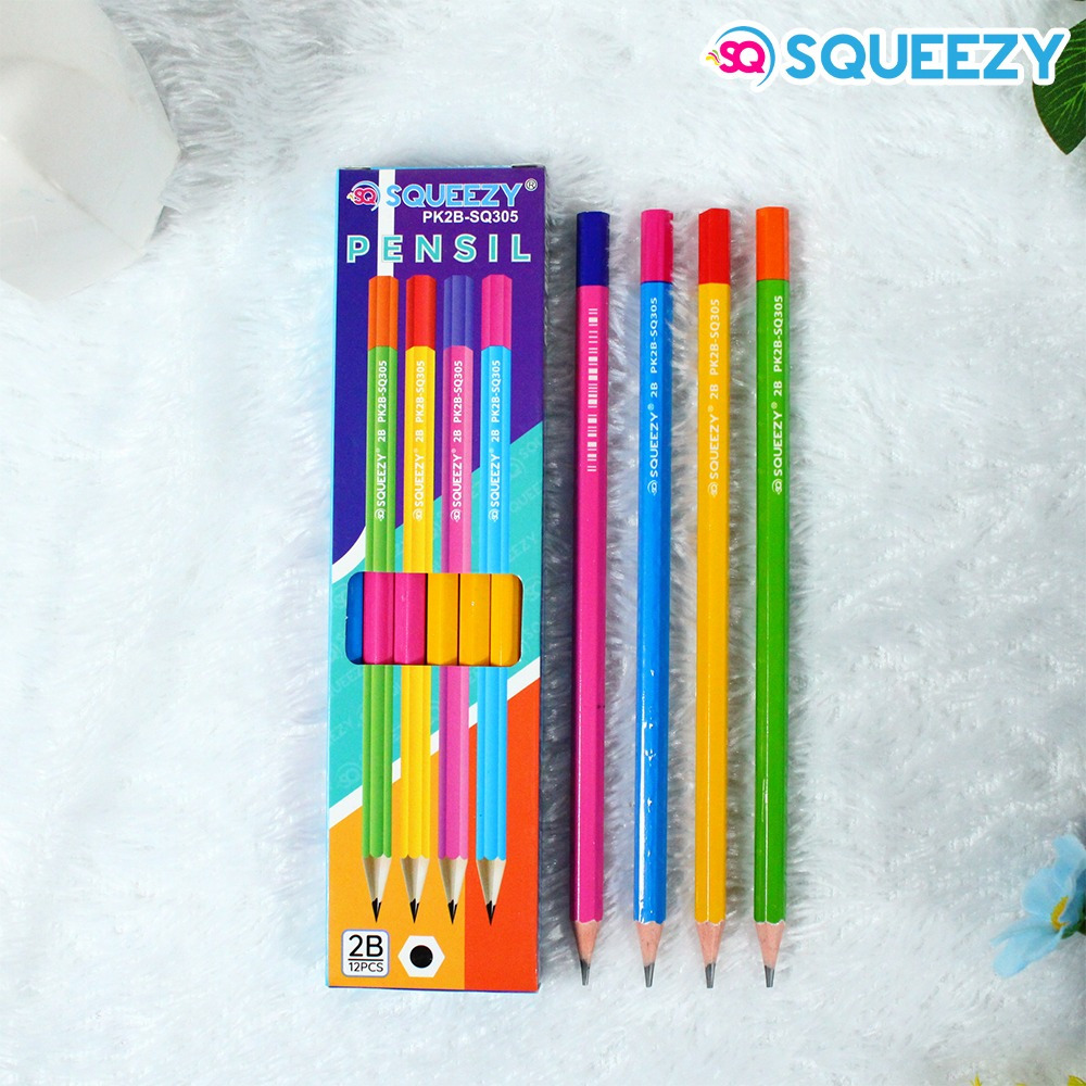 SQUEEZY PK2B-SQ305 ดินสอ 2B เคลือบ (12 ชิ้น)