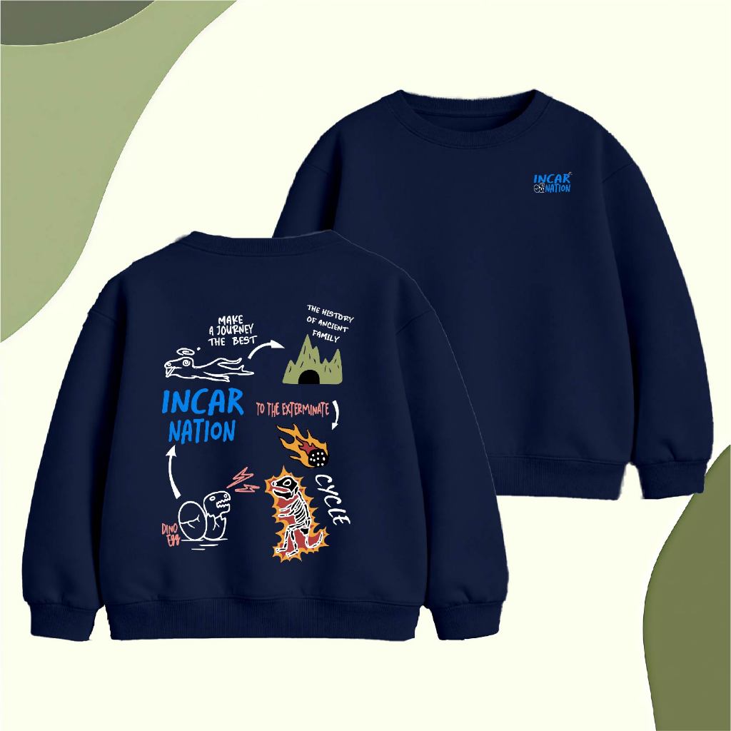 YUDZ BASIC SWETER FOR KIDS CYCLE DINO Size M-XXL (BOYS & GIRLS) อายุ 4 - 15 ปี