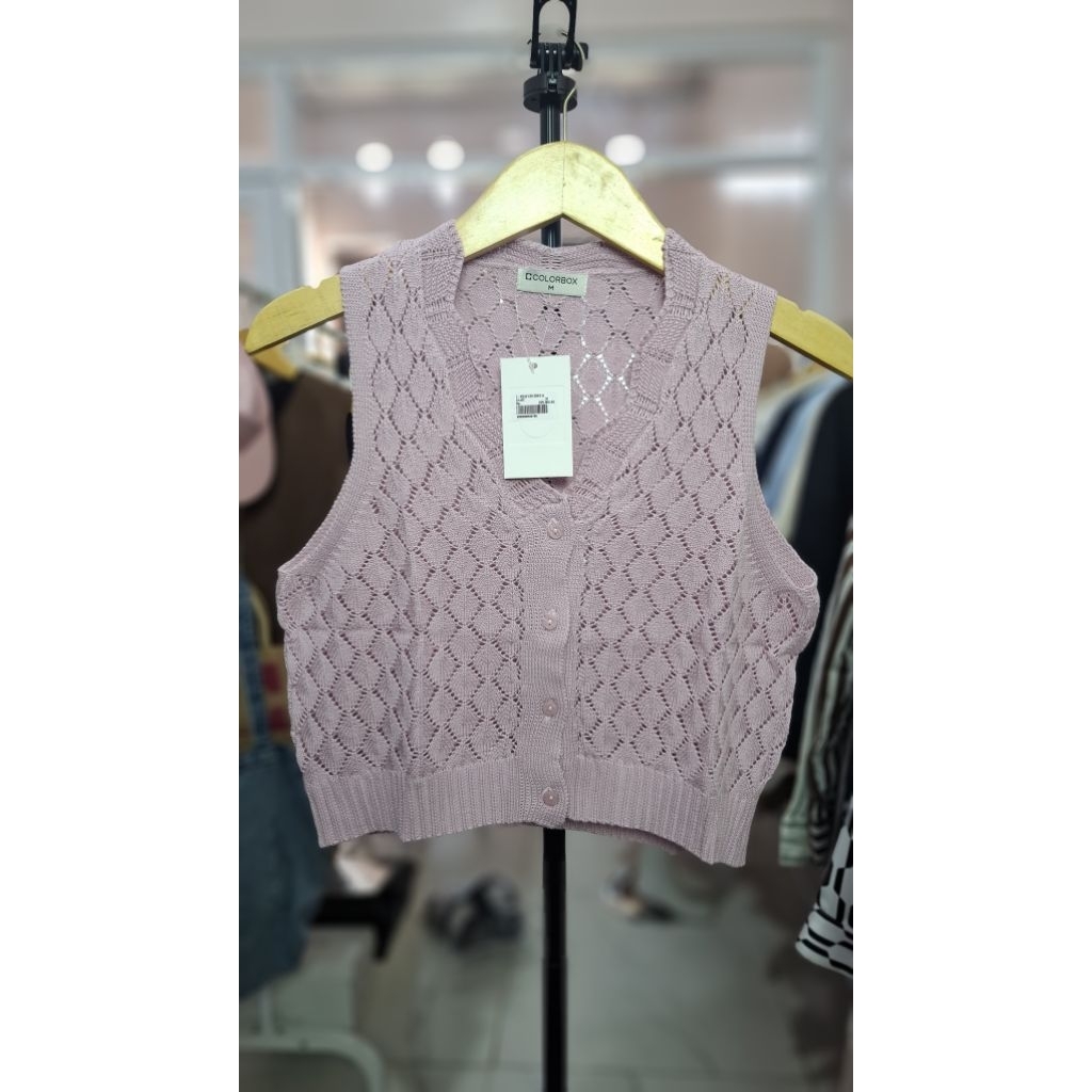 COLORBOX VEST KNIT CROP WOMENS KNIT VEST