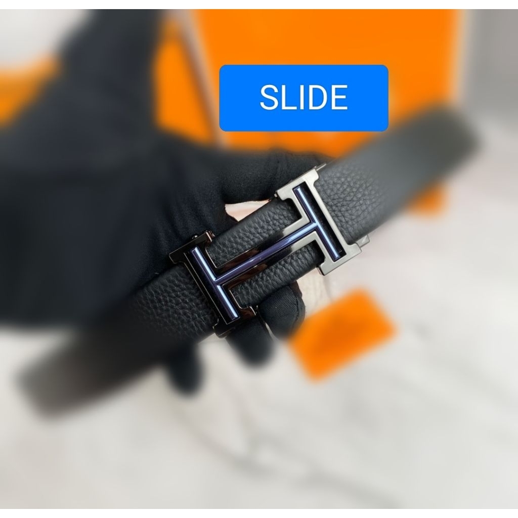 MEN BELT BRANDED เข็มขัดผู้ชาย HM 88102 หนังสีดํา MIROR