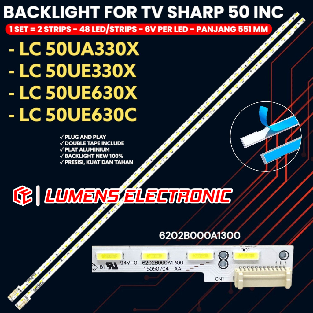 SHARP 50 INCH TV BACKLIGHT LC 50UA330X 50UE330X 50UE630X 50UE630C 6202B000A1300 50UA LED BL LAMP