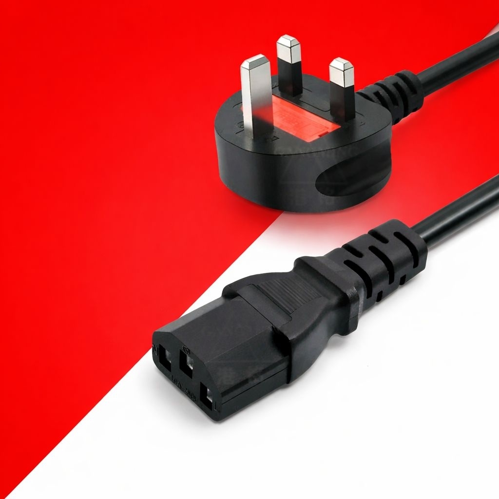 1.5M คอมพิวเตอร์ CPU สายไฟ 150 ซม.UK ปลั๊ก 3 ขา 3 ถึง C13 Outlet C-13 Fused 13A ความหนา 3x0.75 มม.