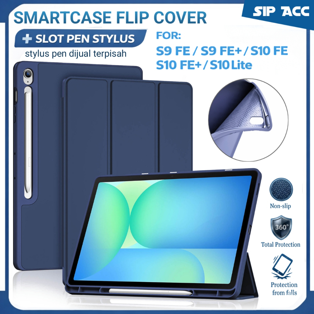 Smartcase Samsung Tab S9 Fe Slot Pen Auto Sleep Case S9 Fe+ / S10 Fe / S10 Fe+ / S10 Lite Flip Cover