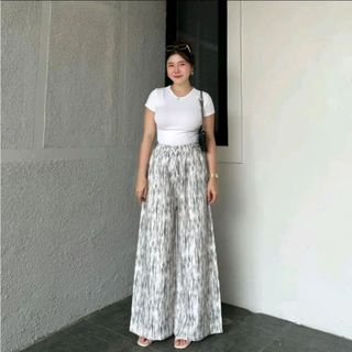 Everyday Pants - Strip Pants Abstrak - Celana motif Abstrak Panjang Wanita Baggy Kantor Kuliah - Kulot Pinstripe - Celana Formal Casual Wanita