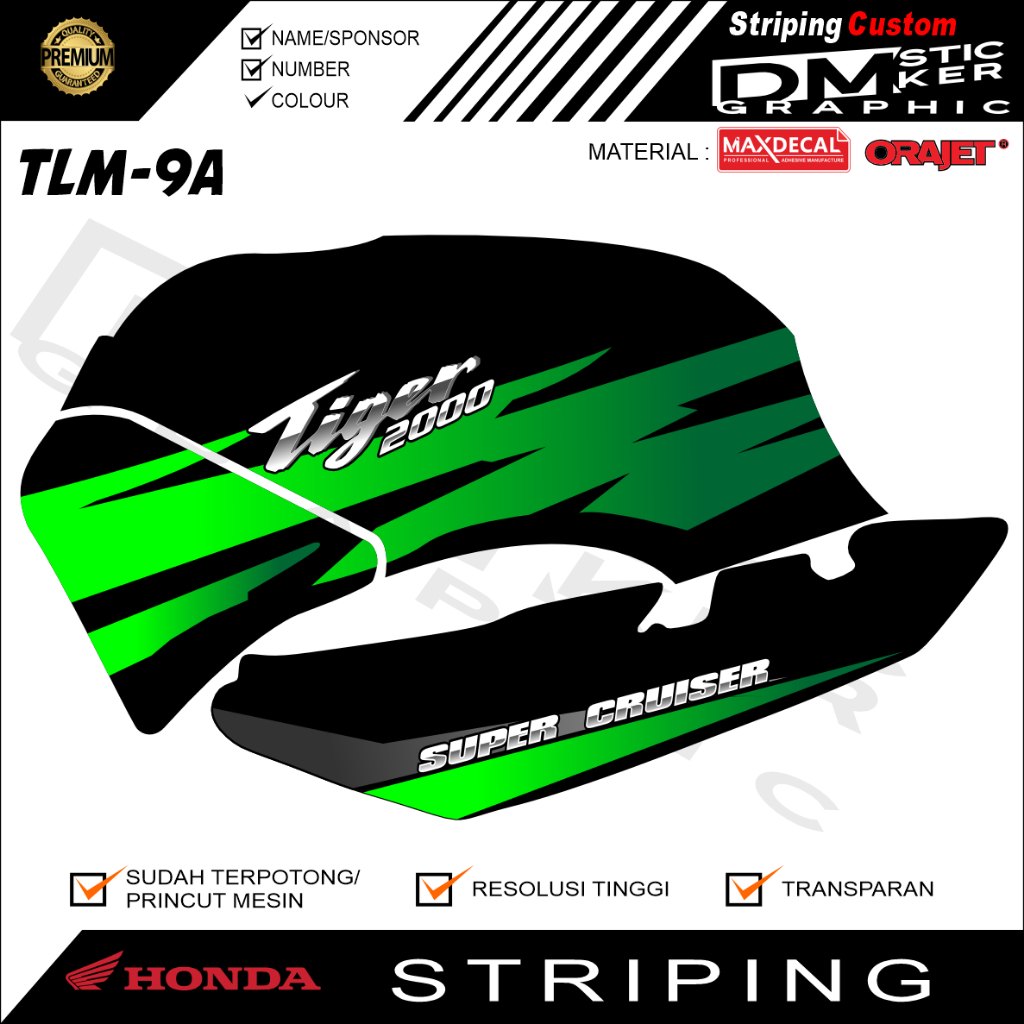HONDA TIGER 2000 TILAM VARIATION STRIPING PREMIUM MATERIAL OLD TIGER MOTORCYCLE VARIATION CODE TLM-9