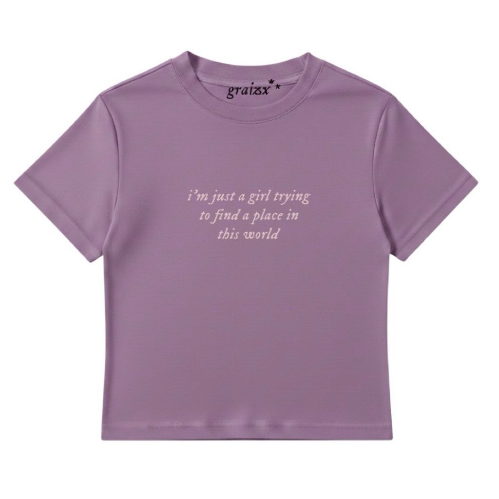 Graizx - im just a girl travel Purple Crop Top
