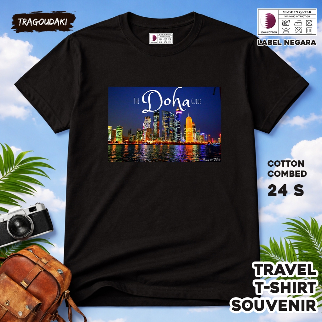 QATAR ของที่ระลึก T-SHIRT QATAR 12 ของที่ระลึก Tag เสื้อทําจากผ้าฝ้ายหวี 24 ชิ้น