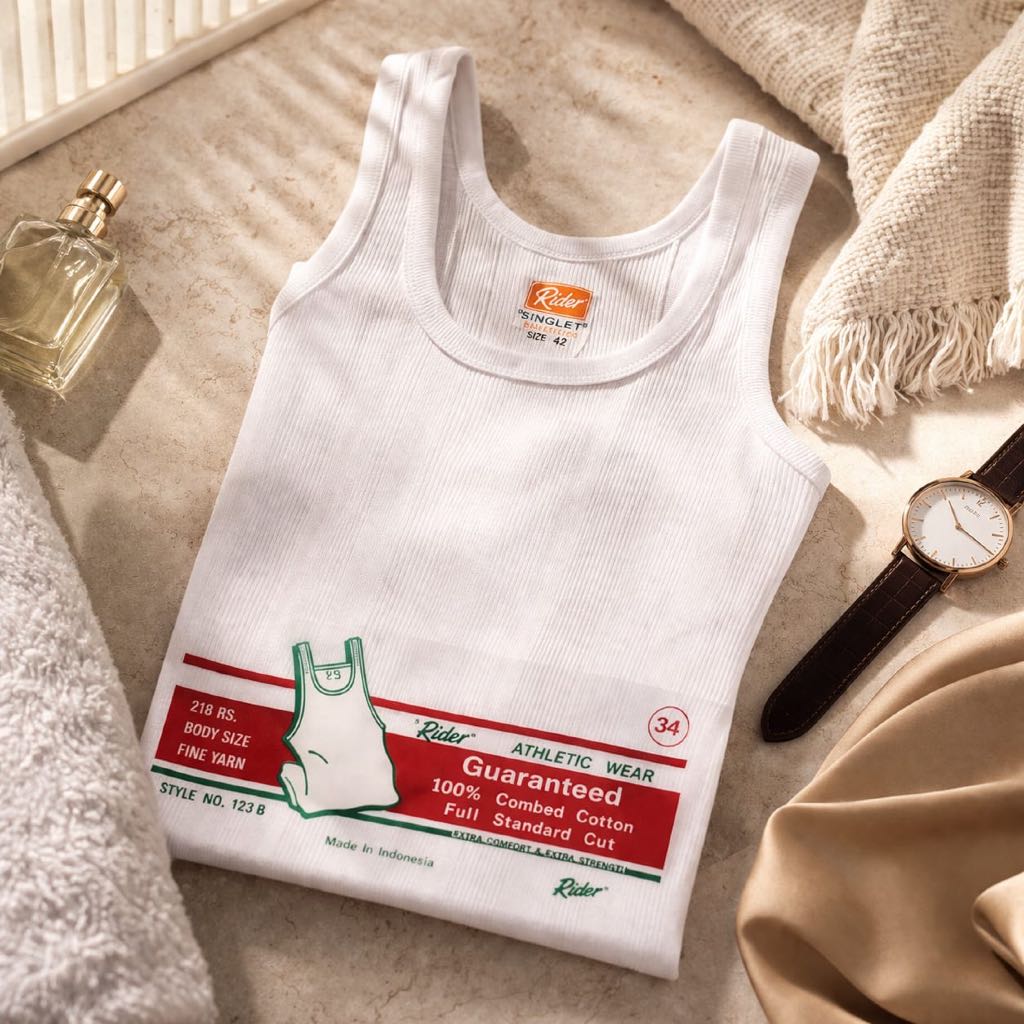 (แพ็ค 3 ชิ้น) Rider Classic R123B White Rider R 123B เสื้อกล้ามผู้ชาย