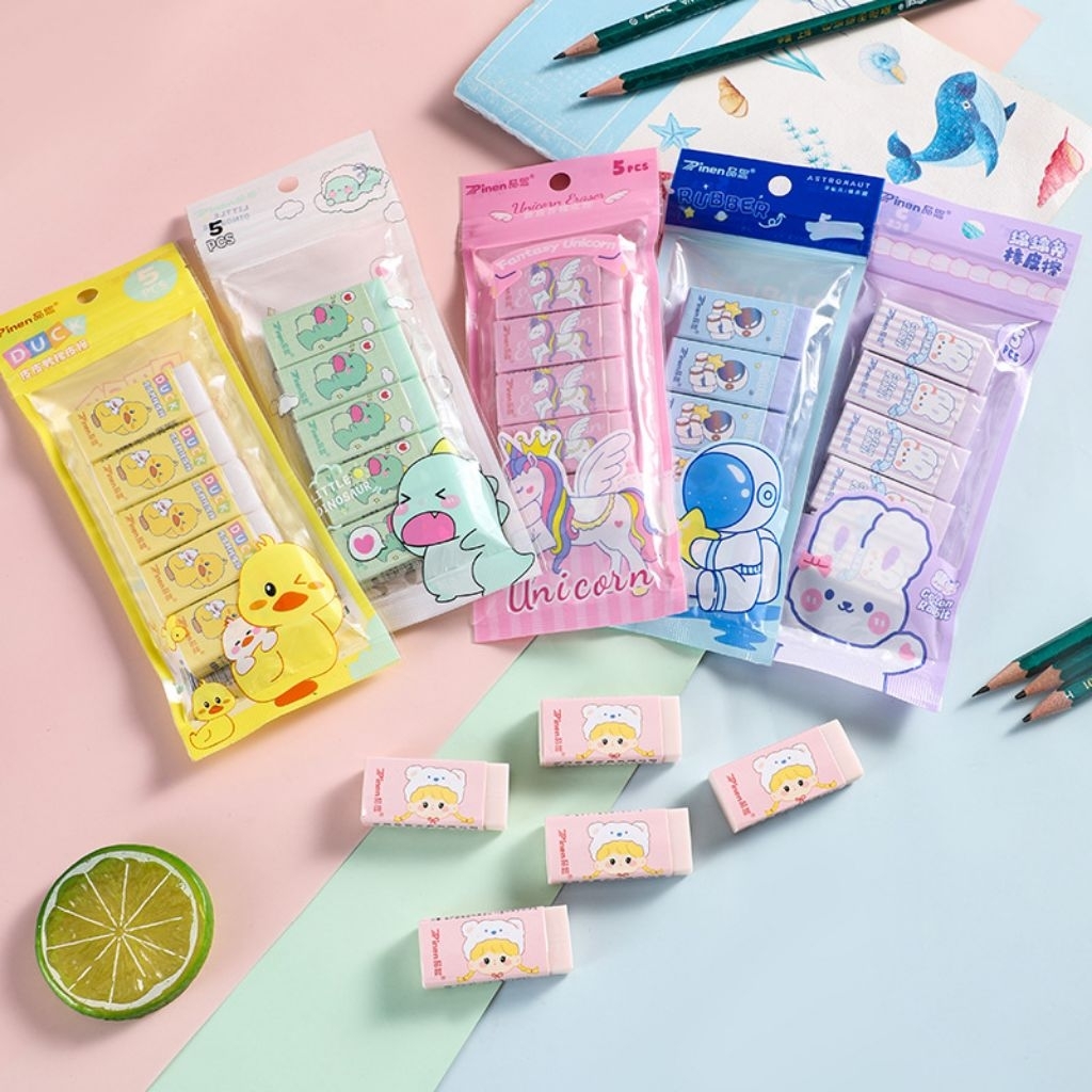 ERASER SET 5 ชิ้น / CHILDRENS SCHOOL ERASER / CUTE ERASER SET / PENCIL ERASER