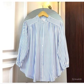 Azura kemeja Salur Terbaru Atasan Wanita Korean Look Blouse Strip Rayon Busui Frendly