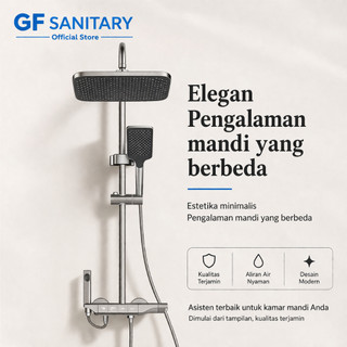 GF Sanitary Shower Set 4 in 1 Piano Design Full Set Kamar Mandi | Rain Shower Kotak Persegi | Kran Mixer Panas Dingin | Paket Lengkap Shower Modern Minimalis