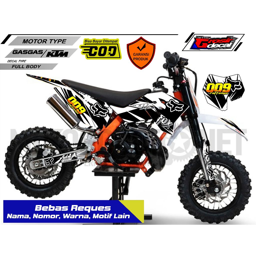 สติ๊กเกอร์รูปลอก Trail Mini Gazgas 50cc KTM 50cc SSR 50cc PC50 50cc MX50 50cc MINI MOTO 50cc Full Bo