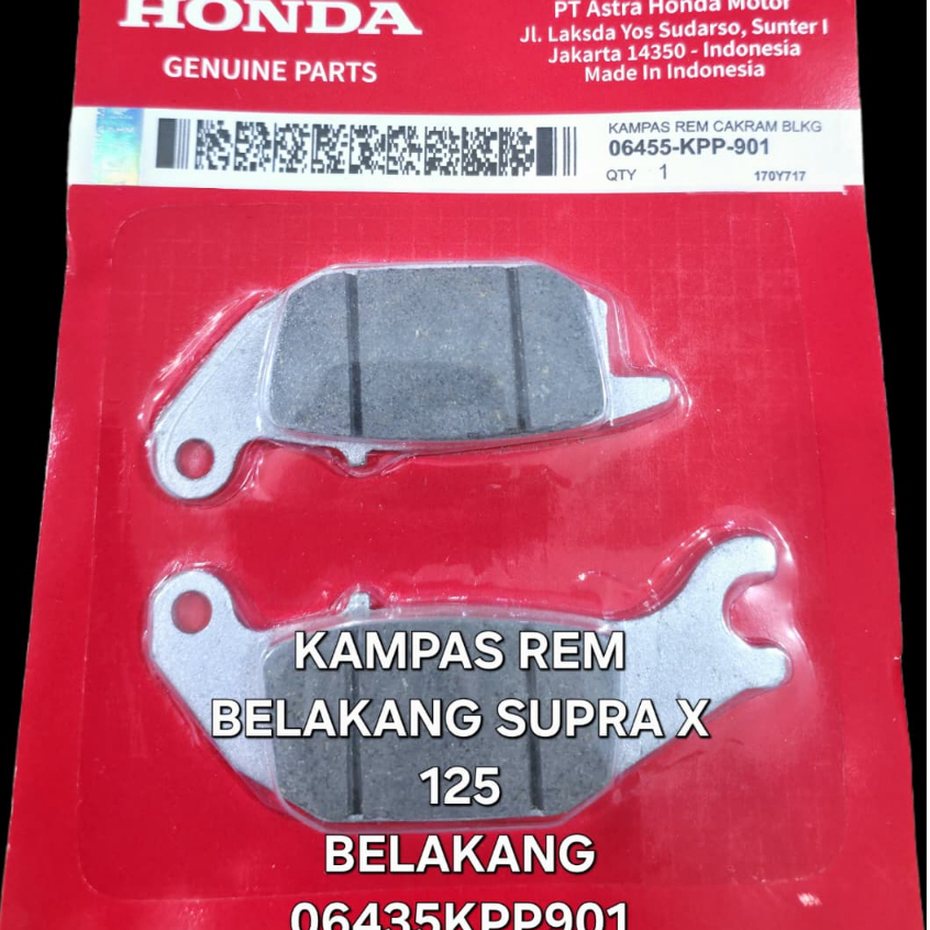 ผ้าเบรคหลังสําหรับ Supra X 125 หลัง 06435KPP901