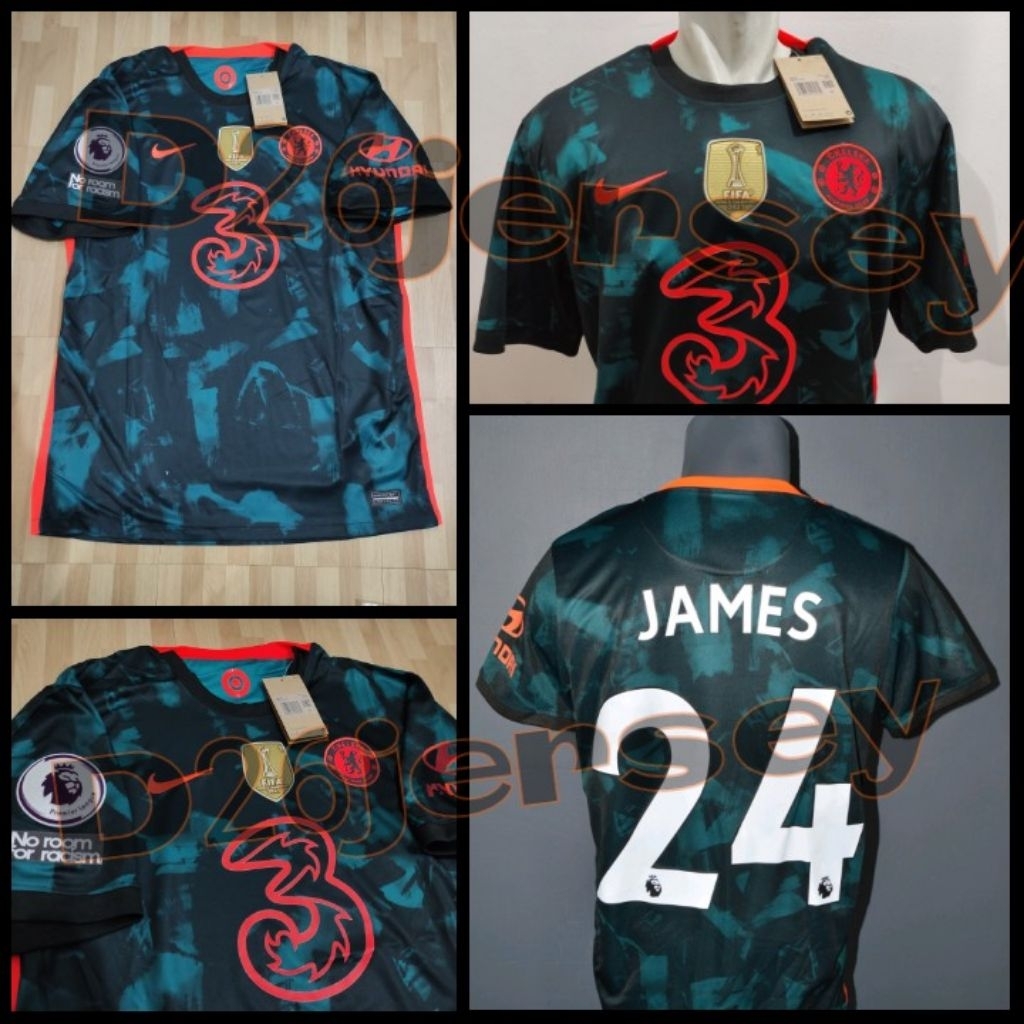 CehelsiiE_ 3rd Third Jersey 2021 / 2022 + Print Nameset JAMES 24 / KANTE 7 / Custom As You Like OFFI