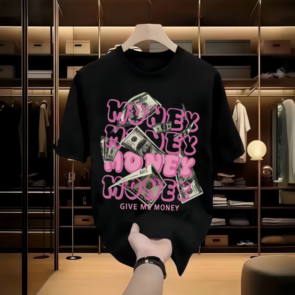 เสื้อยืดผู้ชายเท่ๆ Money Dollar Retro