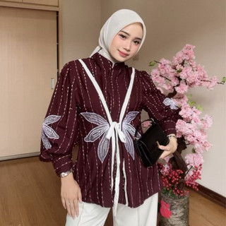 HAGOO LEXA BLOUSE LINEN FLUR (WAJIB TAU BAHAN SEBELUM CO ) ATASAN WANITA  RESELETING BUSUI BLOUSE WANITA