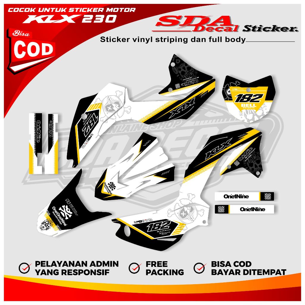 KLX 230 Full Body Decal Sticker - KLX 230 Full Body Decal สติกเกอร์สามารถปรับแต่งชื่อและหมายเลข SDA.