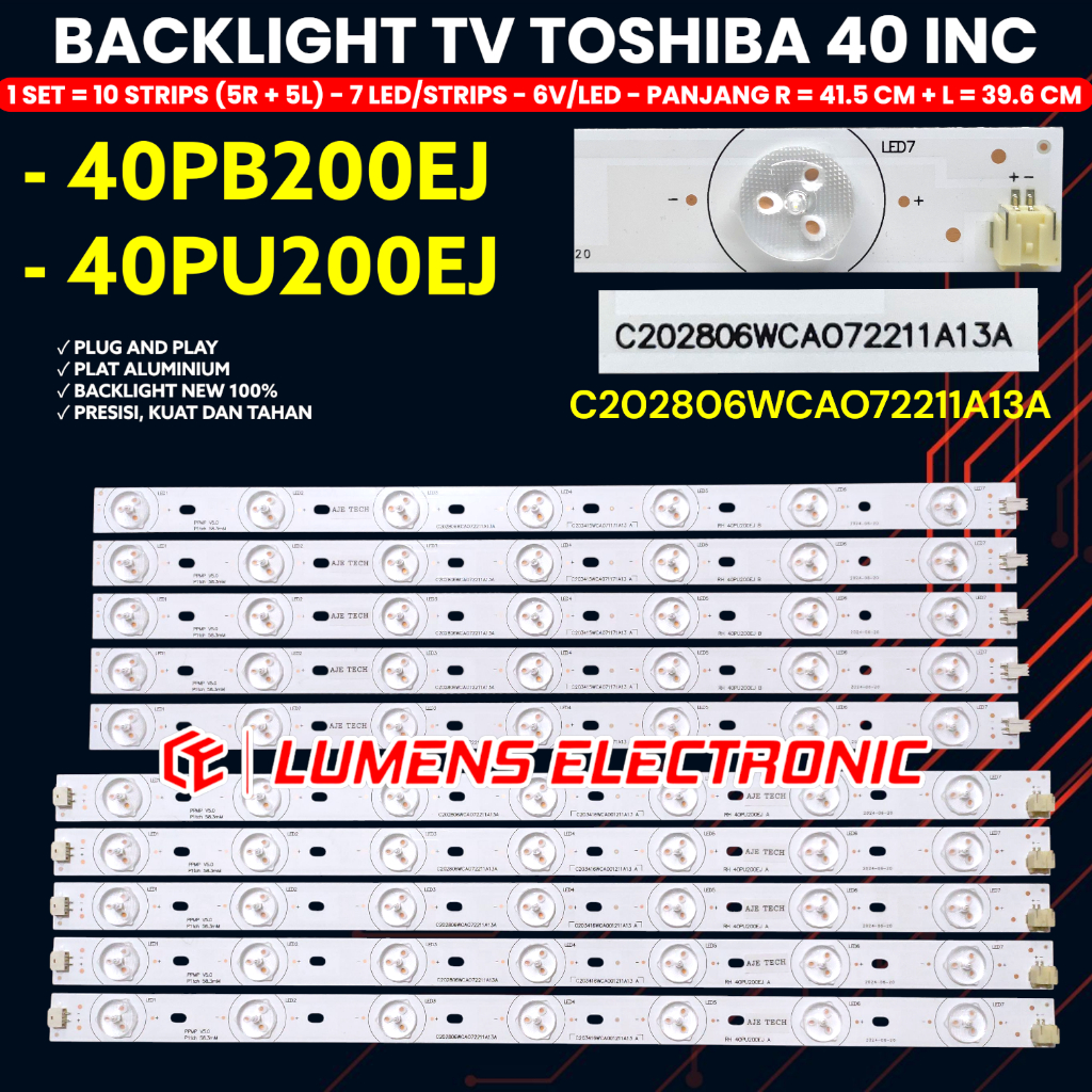 TOSHIBA 40 นิ้วทีวี BACKLIGHT 40PU200EJ 40PB200EJ 40PB 40PU