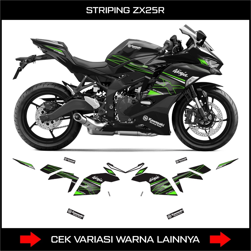 KAWASAKI ZX25R STRIPING STICKER / KAWASAKI NINJA ZX 25R รถจักรยานยนต์สติกเกอร์ออกแบบที่กําหนดเองสต็อ