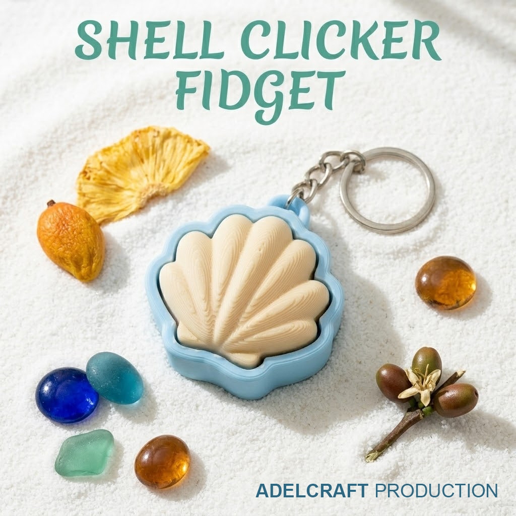 GANTUNGAN Ktmstore - Shell Sea Clicker Fidget พวงกุญแจคีย์บอร์ดแบบกลไก 3D Sea Shell ASMR