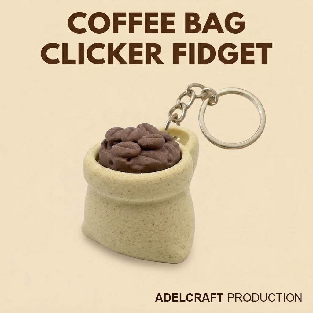 GANTUNGAN OCA - Coffee Bag Sack Fidget พวงกุญแจคีย์บอร์ดแบบกลไกเวเฟอร์เมล็ดกาแฟสุนทรียศาสตร์ 3D ASMR