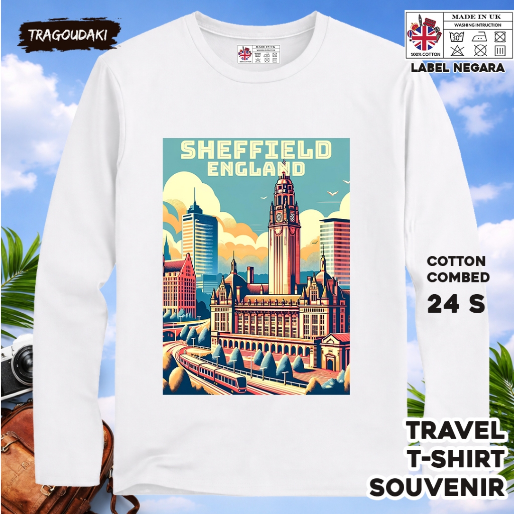 ENGLAND 68 LONG-SLEEVED SOUVENIR เสื้อยืด ENGLAND COUNTRY TAG COTTON 24S ของขวัญพรีเมี่ยม SOUVENIR