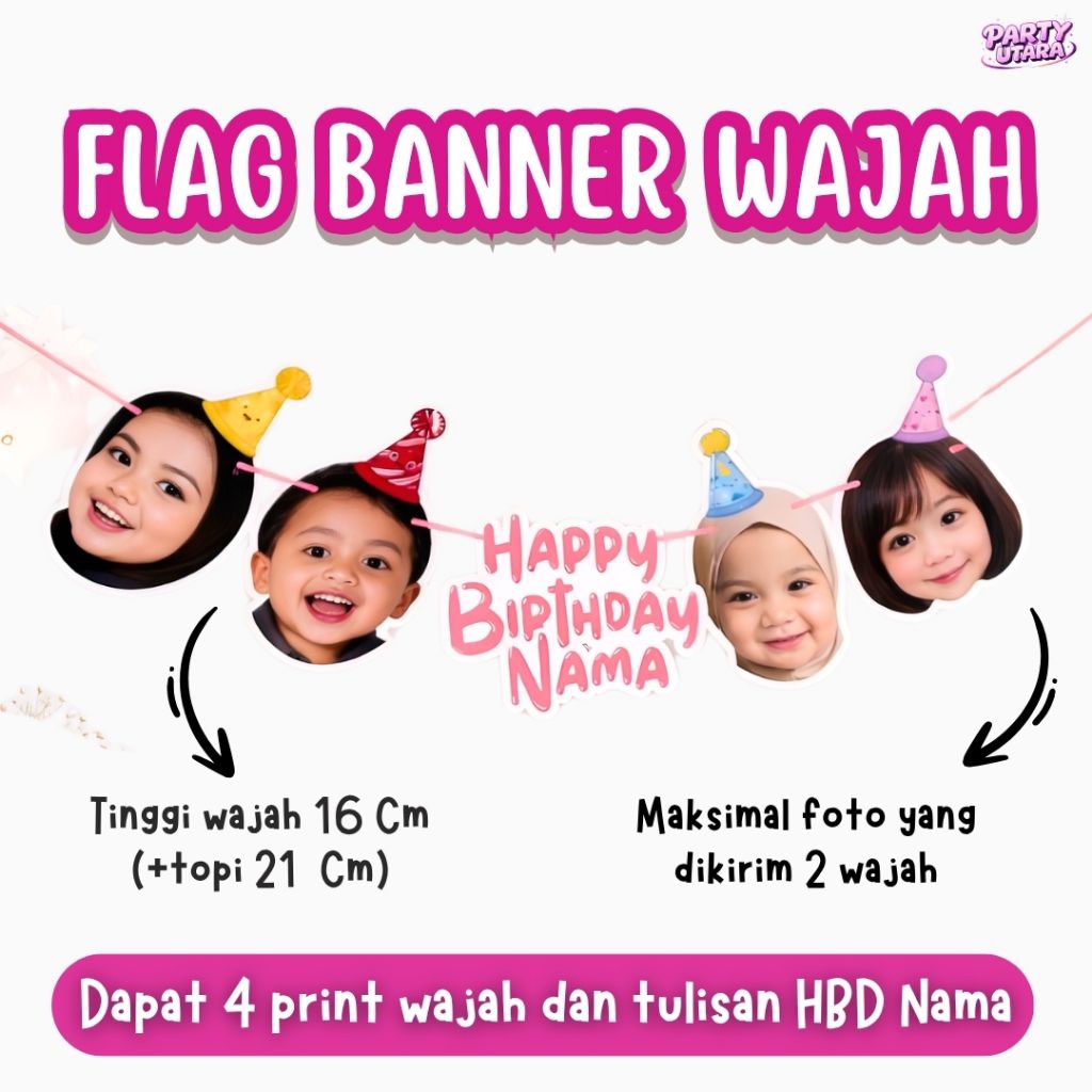 CUSTOM FACE FLAG BANNER BIRTHDAY DECORTATION