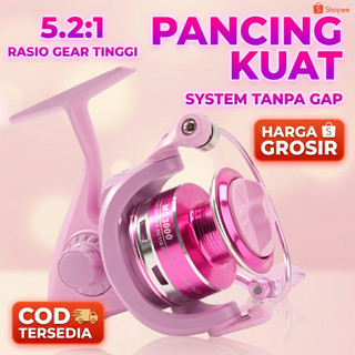 Reel Spinning Seri 1000-3000 — Macaron Pink | Rasio Gear 5.2:1 | Max Drag 12kg | Ambidextrous (Kompatibel untuk Tangan Kiri/Kanan) | Sistem Anti-Reverse | Cocok untuk Memancing di Air Tawar & Air Asin | Sistem Drag Halus | Reel Pancing
