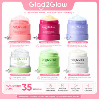 Glad2Glow Pomegranate Niacinamide Brightening Moisturizer Mencerahkan Pemutih Kulit Gel Pelembab Bercahaya Krim Siang dan malam