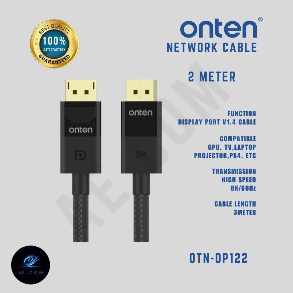 Onten Cable DP TO DP Display Cable Port 1.4 8K @60Hz ความยาว 1.5M และ 3M Ultra High Speed Multi Devi