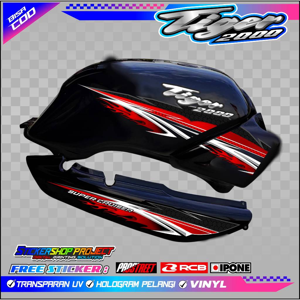 HONDA TIGER 2000 TILAM VARIATION STRIPING - FIRE STYLE / OLD HONDA TIGER VARIATION STICKER LIST