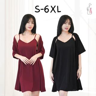 Cherly S-6XL Sleepwear Dress dan Kimono - Wainodshop