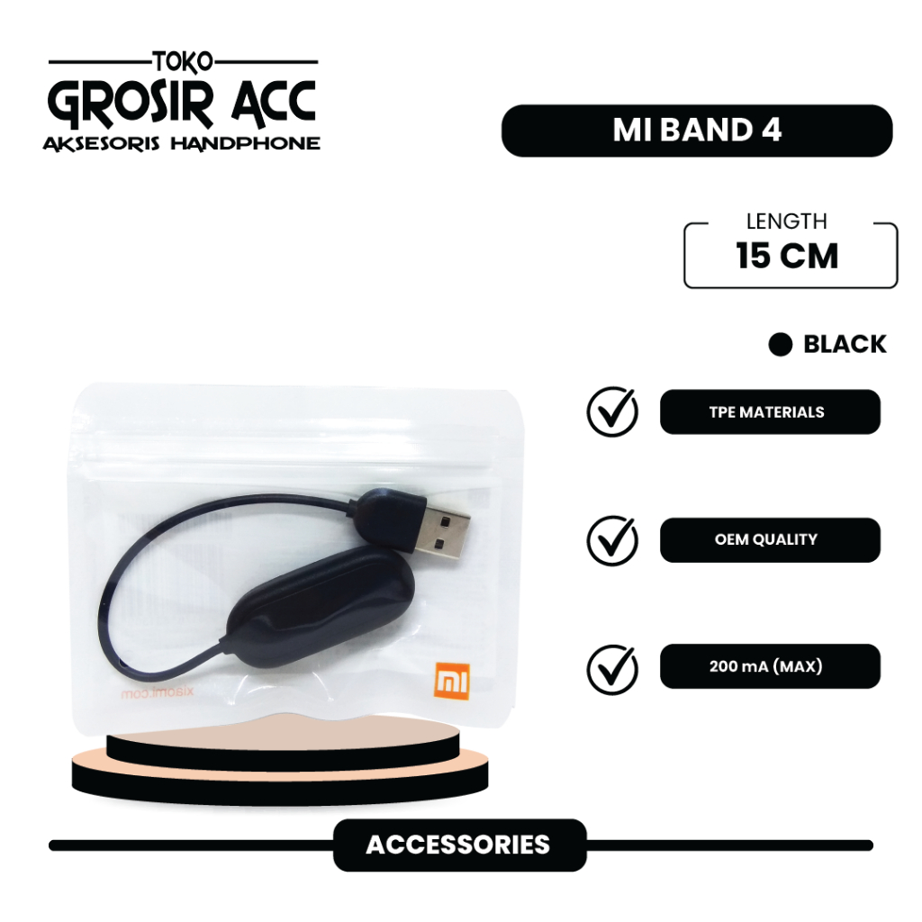 สายชาร์จ USB Xiaomi Mi Band 4 คลิปเครื่องชาร์จ Mi Band 4