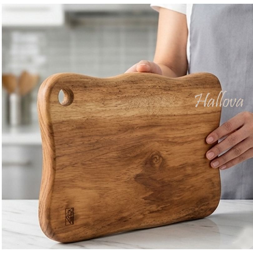 เขียงไม้ไม้สัก Wave Serving Board