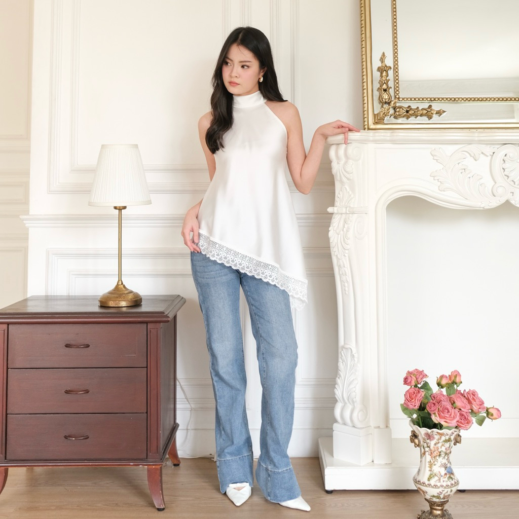 [FOYE] Rosie Lace Top / Satin Lace / Satin Top / Womens Top