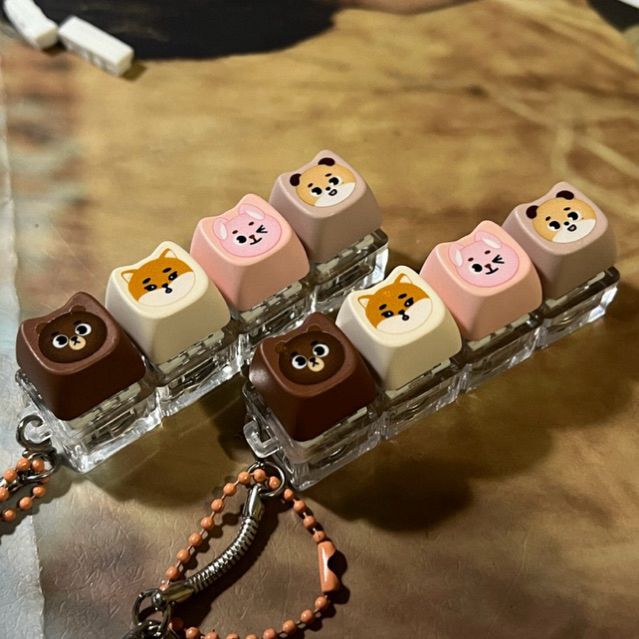 Denimalz Milk Cat Shape Keycap Fidget Keyring