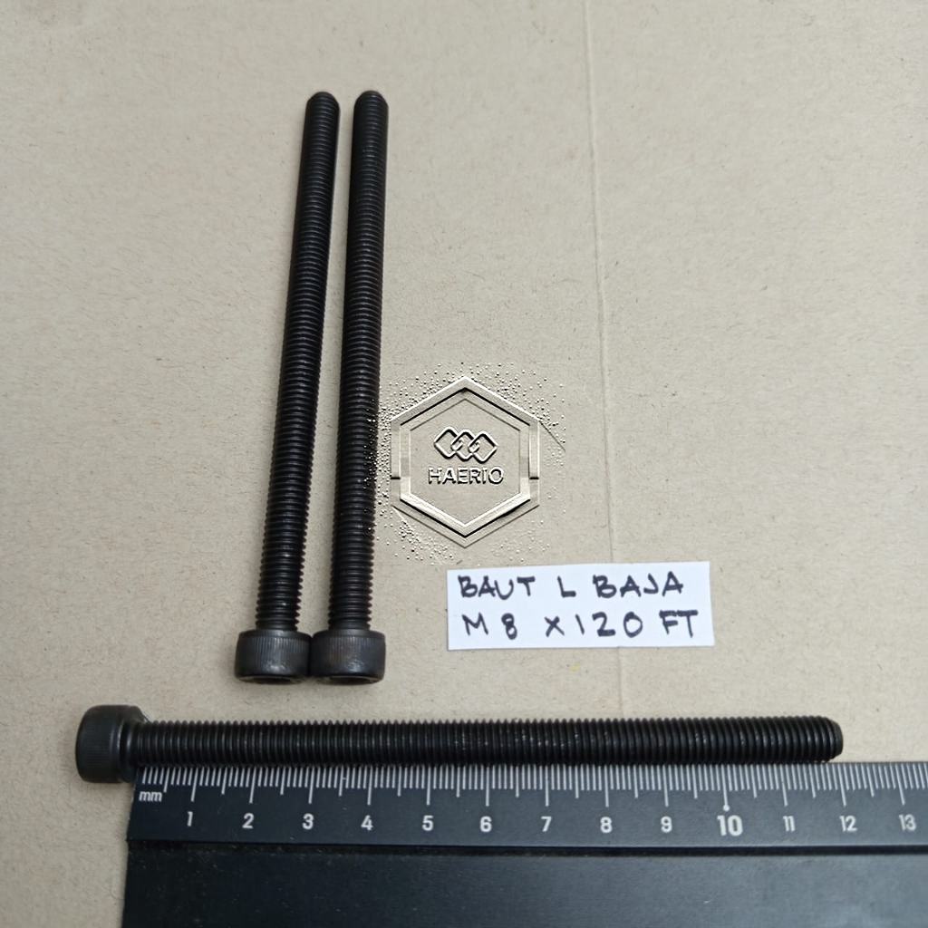 BOLT L M8X120 STEEL FULL THREAD LENGTH 12CM 12 CM M8 X 120 BAUD 12 DIAMETER THREAD 8MM KEY L 6 L6 PI