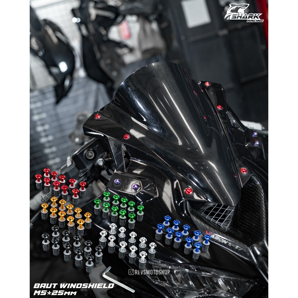 SHARK CNC WINDSHIELD BOLT / UNIVERSAL MOTORCYCLE WINDSHIELD (M5 x 25mm) WINDSHIELD BOLT ZX25R ZX6R