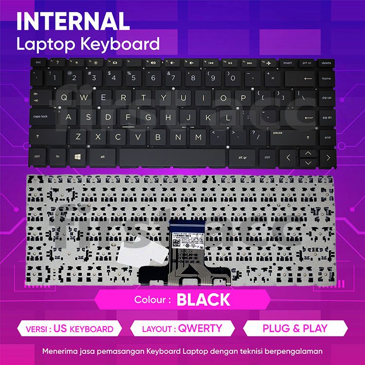 HP 14-CK 240 245 246 G7 14-DH TPN-I131 แป้นพิมพ์แล็ปท็อปสีดํา