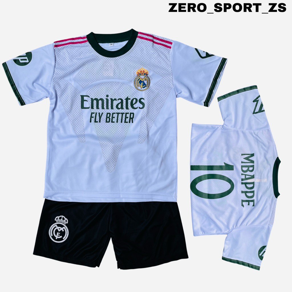 ใหม่ล่าสุด REAL MDDRD KIDS FOOTBALL JERSEY SET 2026-2027 / MBAPPE FOOTBALL JERSEY