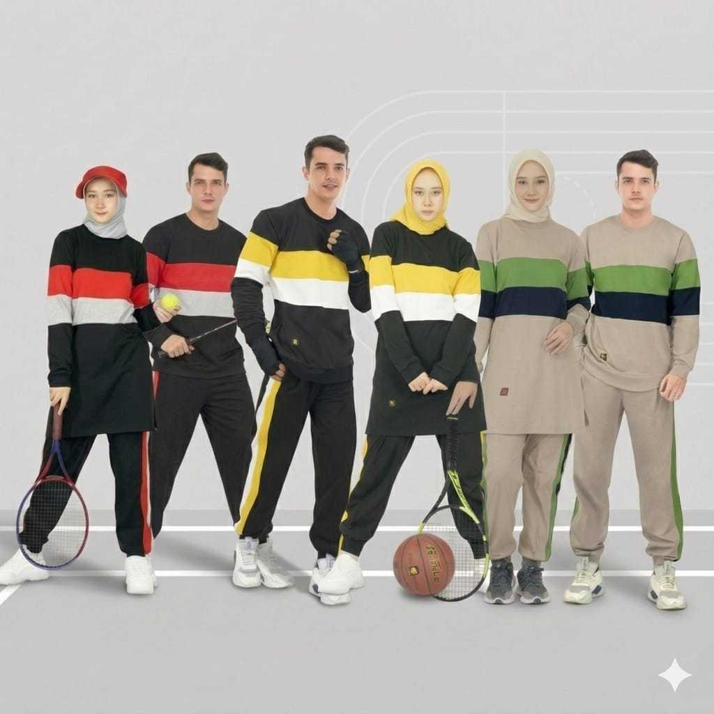 BELIEVE BMS 35 & BMS 36 COUPLE Sportwear / ชุดเสื้อยืดกีฬามุสลิม / Jogging Gymnic OUTFIT Cycling Ten