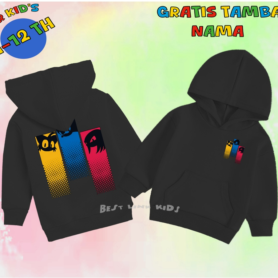 Kids Hoodie Jumper with Sonic, Tails, Knuckles Character Images