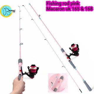 Ramai pancing 1 set Joran Pink Macaron 165 / 168  dengan Reel sambung dua ringan dan stylish