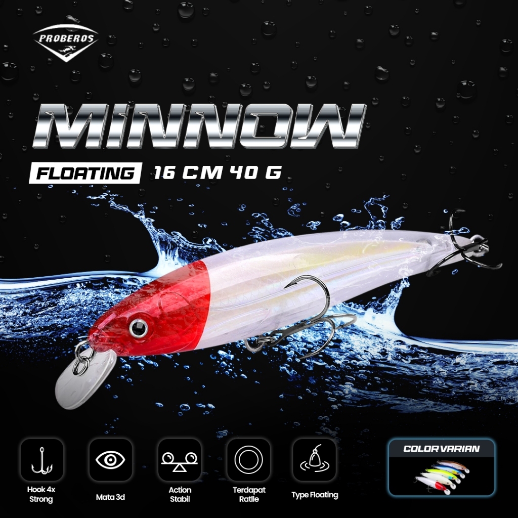 Proberos เหยื่อตกปลา Minnow ลอย 40g/16cm MN056