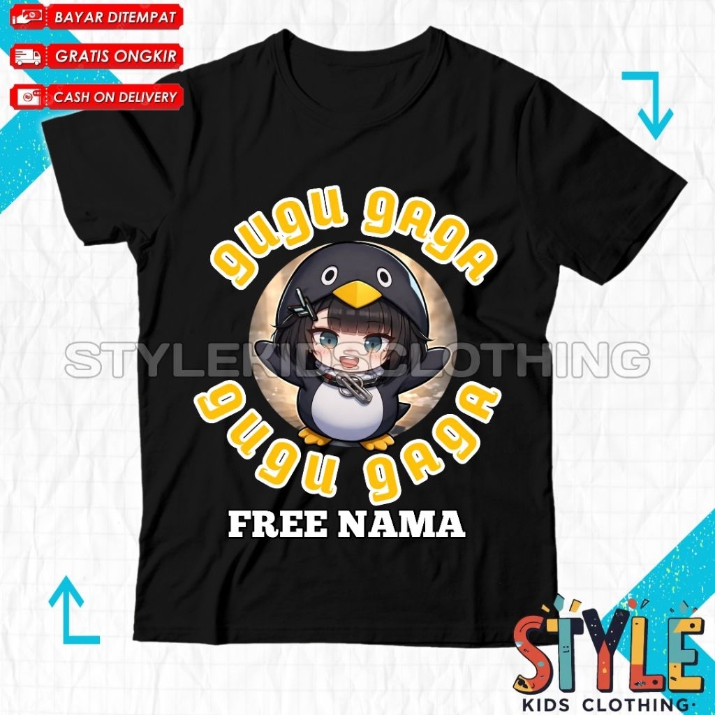เสื้อยืดเด็กชื่อฟรีกับ Gugu Gaga Penguin Image / Gugu Gaga เสื้อยืดเด็ก