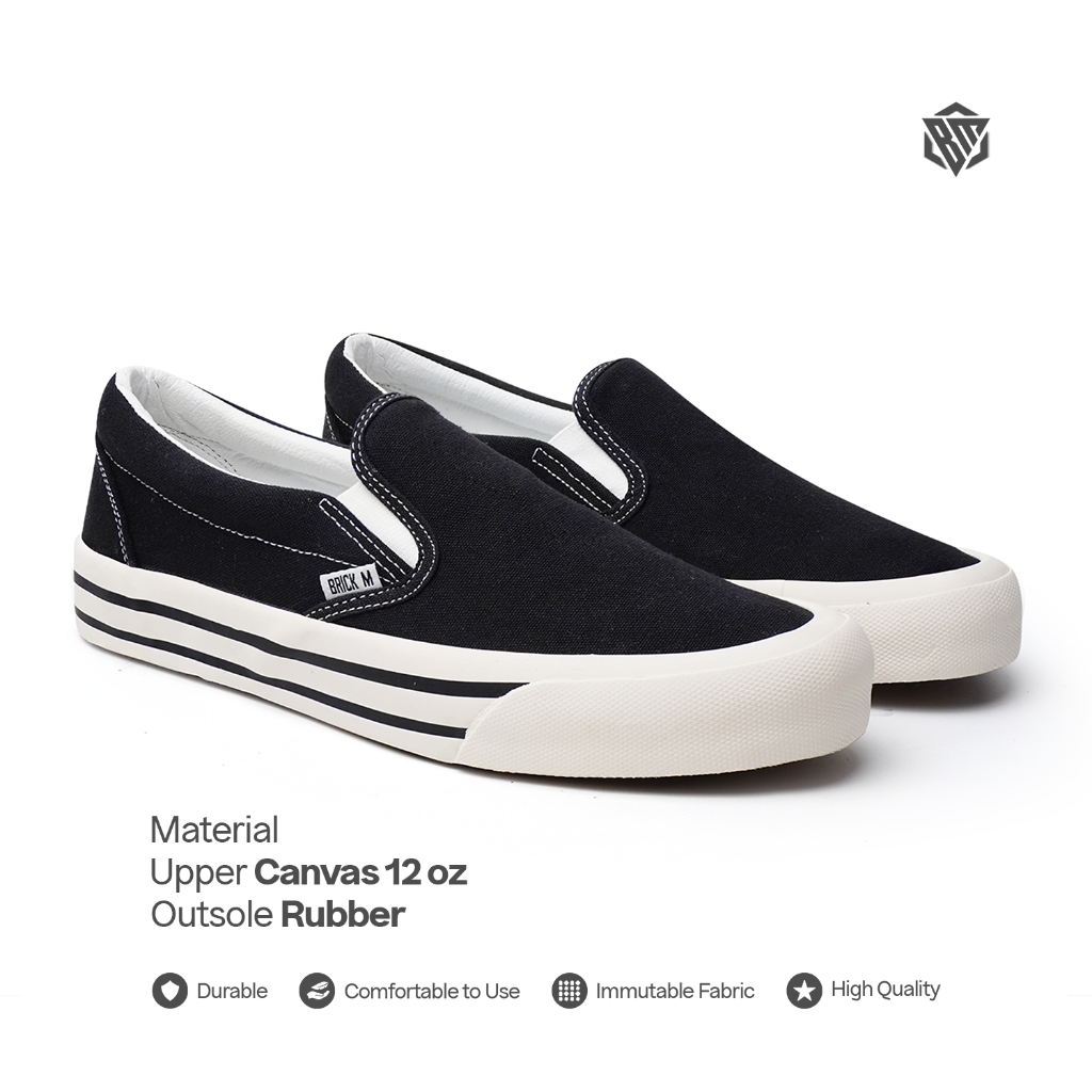 Brick Mansions - รองเท้าผ้าใบ Slip-On Mission Black White Zr สําหรับผู้ชายและผู้หญิง