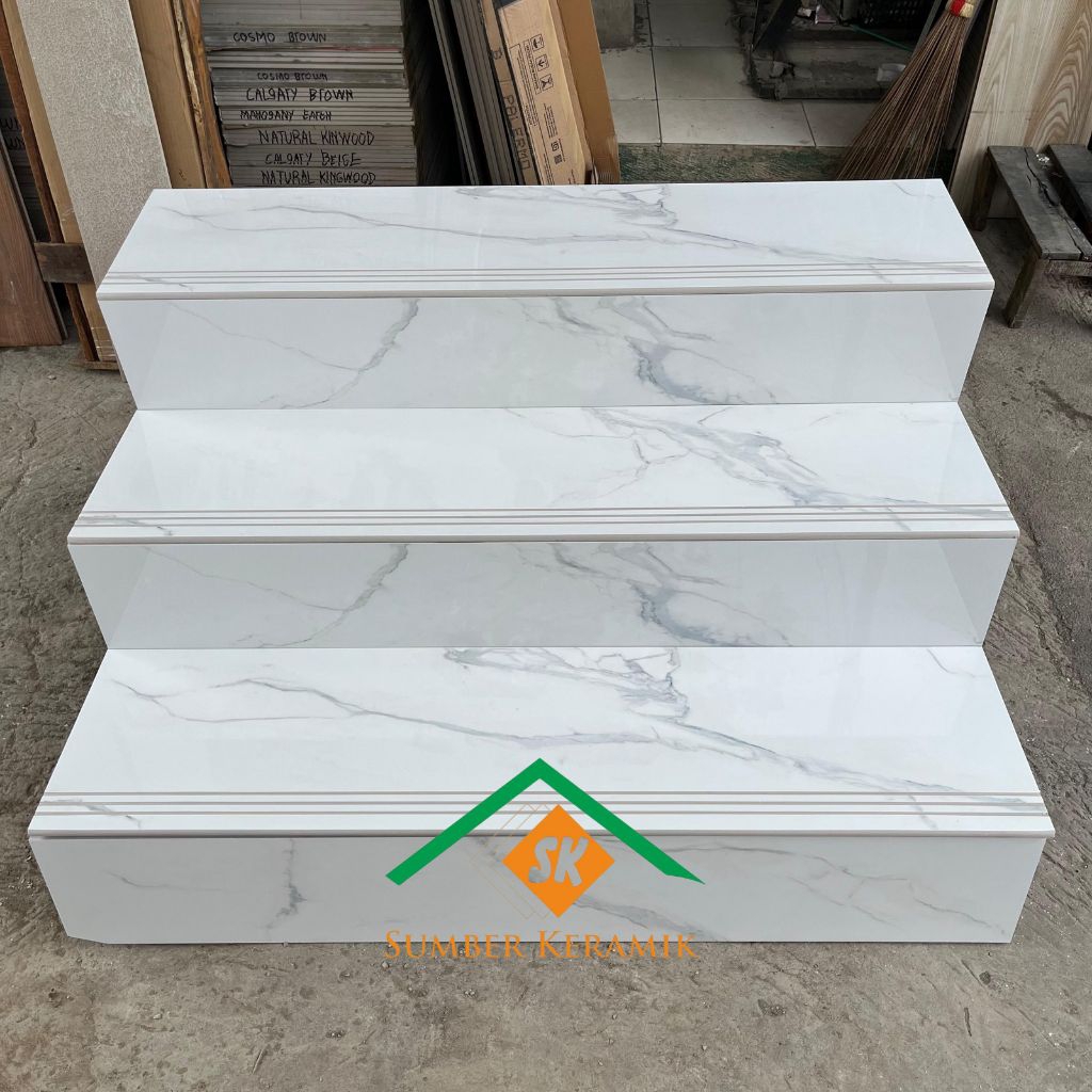 บันไดหินแกรนิต 1 ชุด 30x80 20x80 / 30x90 20x90 / 30x100 20x100 / 30x120 20x120 Marmara สีขาว